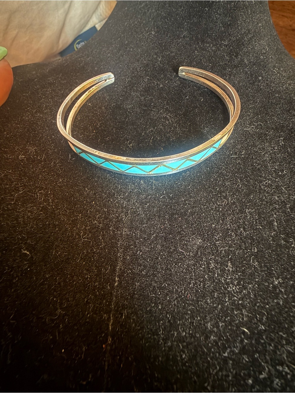 Silver Turquoise Inlay Cuff Bracelet